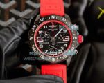 Swiss Replica Breitling Endurance Pro Watch Black Chronograph Dial Red Rubber Strap 44mm